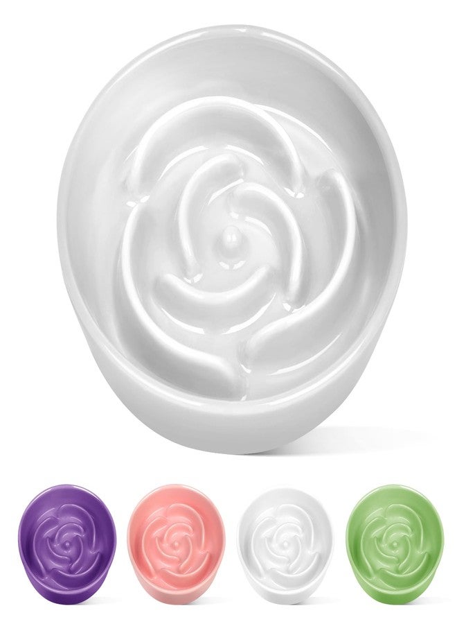 TRUVIC Ceramic Slow Feeder Dog Bowls Small Breed, 0.6 Cup Slow Feeder Cat Bowls for Fast Eaters, Ceramic Dog Food Dish no Black Chin, Puzzle Bowl for Small Dogs and Cats, White - Image 1